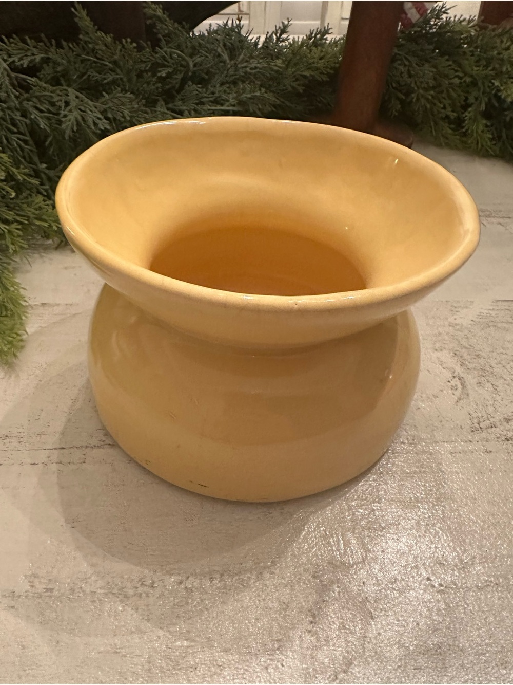 Vintage ceramic yellow spittoon